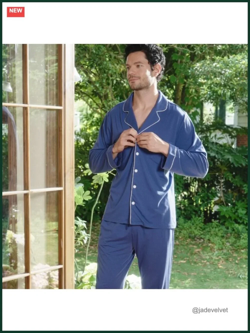 Men's Pajama Set - Bamboo Viscose Cotton Long Sleeve Sleepwear with Pockets